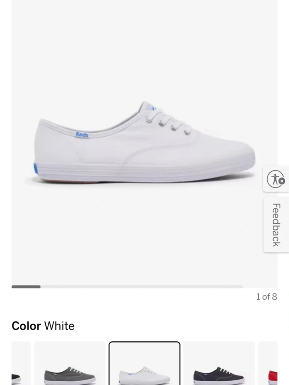 Keds White Canvas Low-Top Sneakers 6.5 wide - Picture 1 of 6